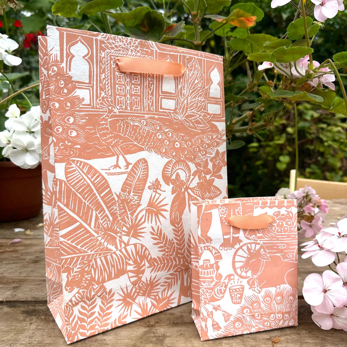 Hand Printed Recycled Paper Gift Bag 'Indian Toile'
