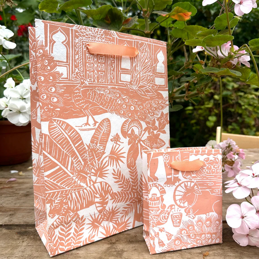 Hand Printed Recycled Paper Gift Bag 'Indian Toile'
