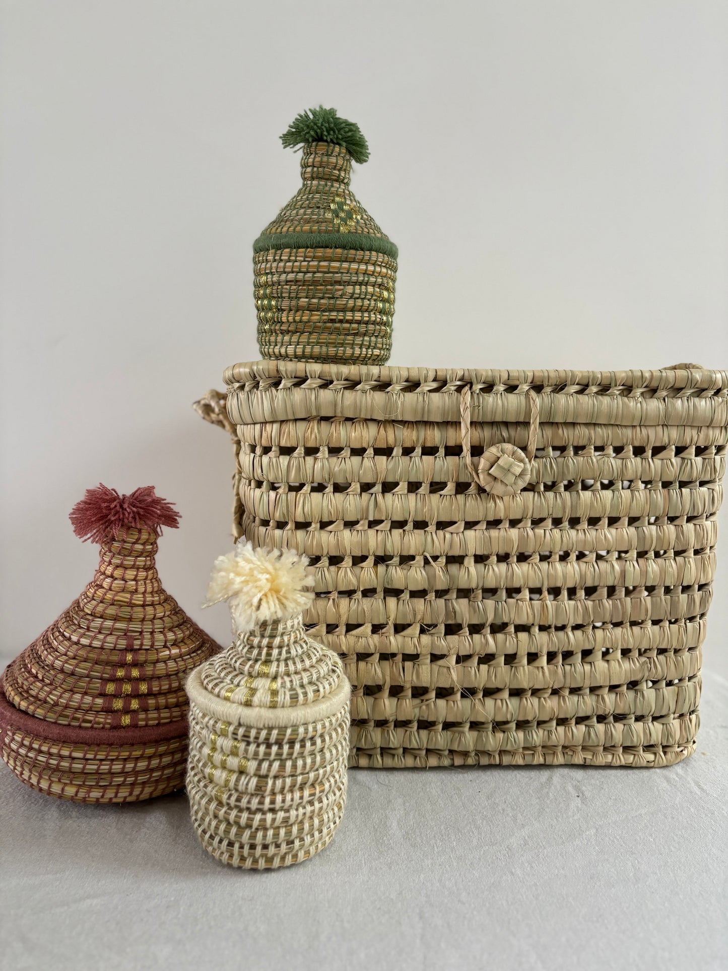 Small Berber Bread Basket in Mint
