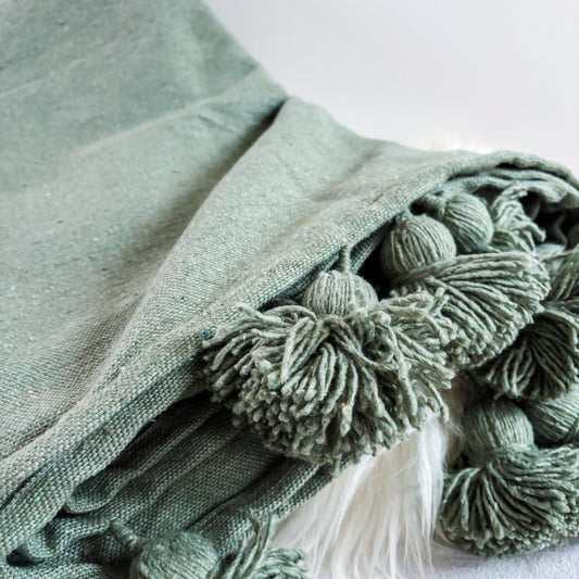 Moroccan Battania Blanket Throw In Sage