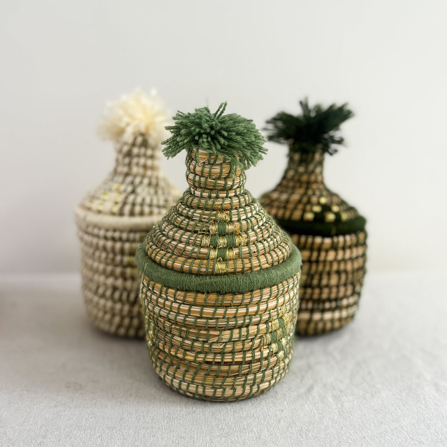 Small Berber Bread Basket in Mint