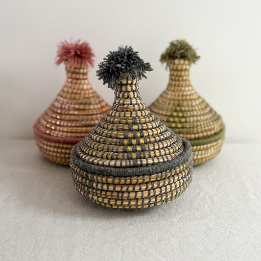Medium Berber Tagine Basket in Mauve