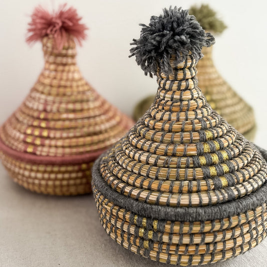 Medium Berber Tagine Basket in Mauve