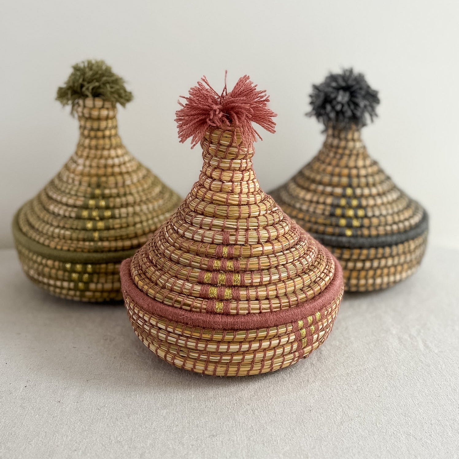 Medium Berber Tagine Basket in Rose