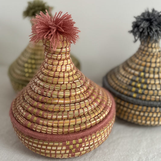 Medium Berber Tagine Basket in Rose