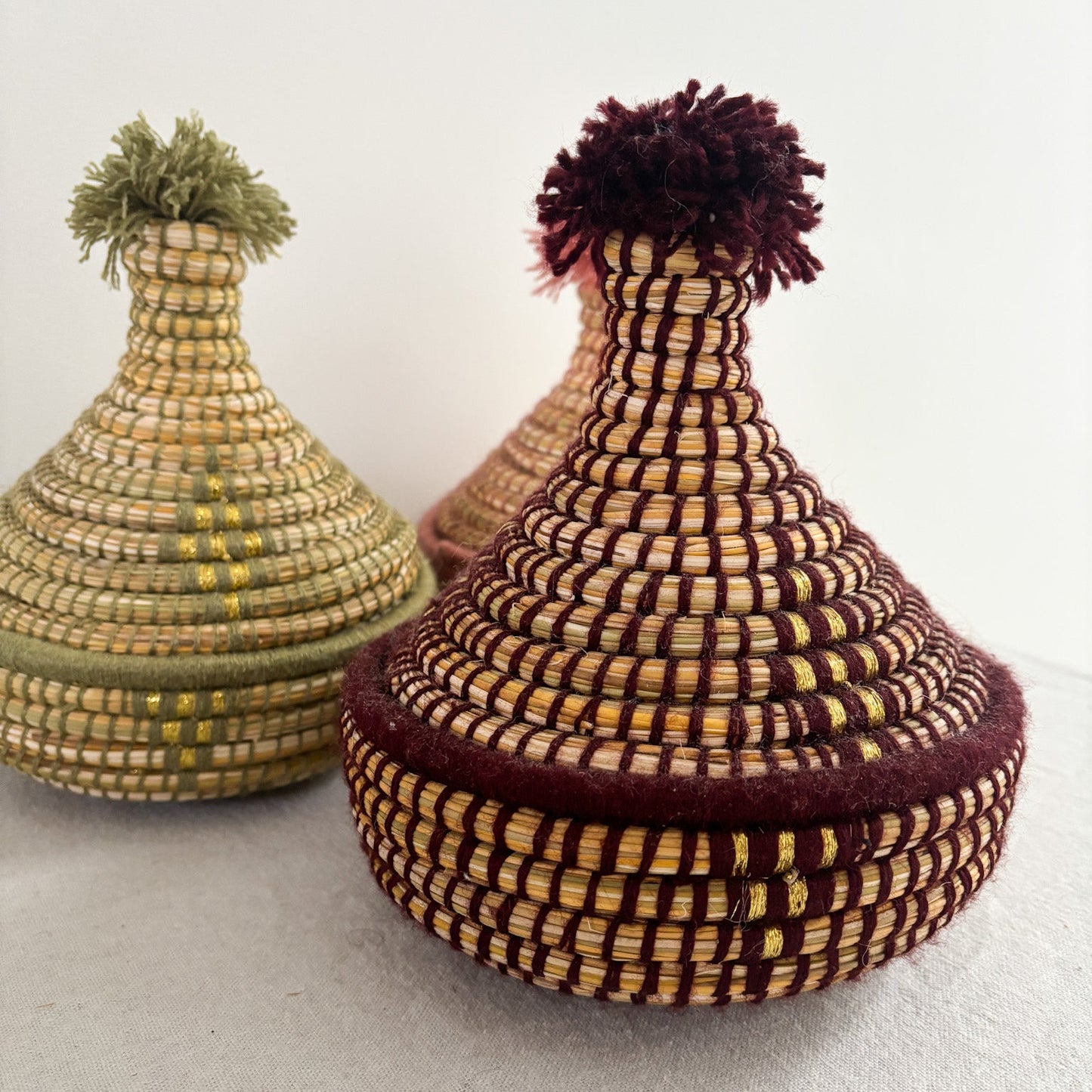 Medium Berber Tagine Basket in Maroon