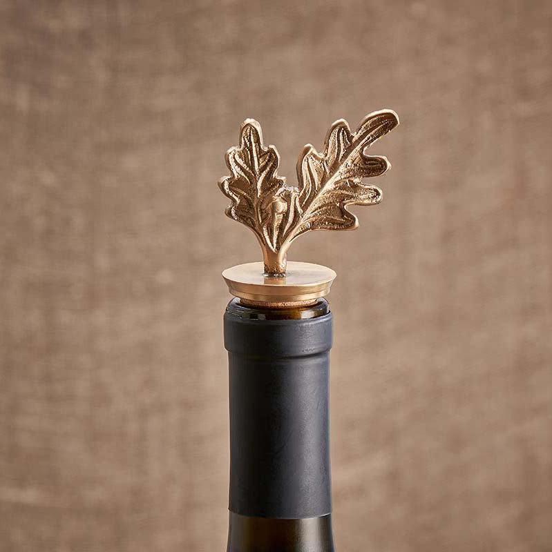 Oak Leaf Brass Bottle Stopper By Nkuku