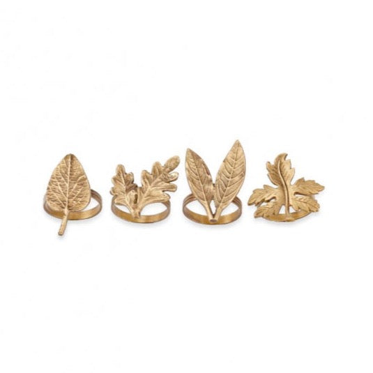LeafLeaf Brass Napkin Rings (Set of 4) By Nkuku