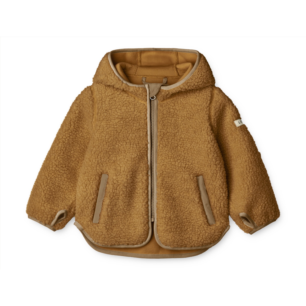 Liewood Mara Hooded Pile Jacket in Oat/ Golden Caramel