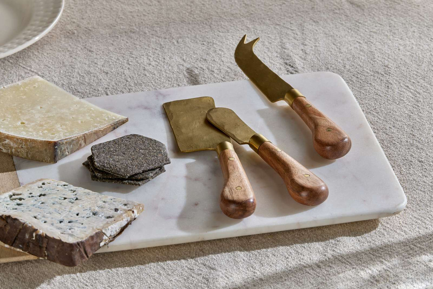 Maram Cheese Knife Set in Natural & Gold By Nkuku