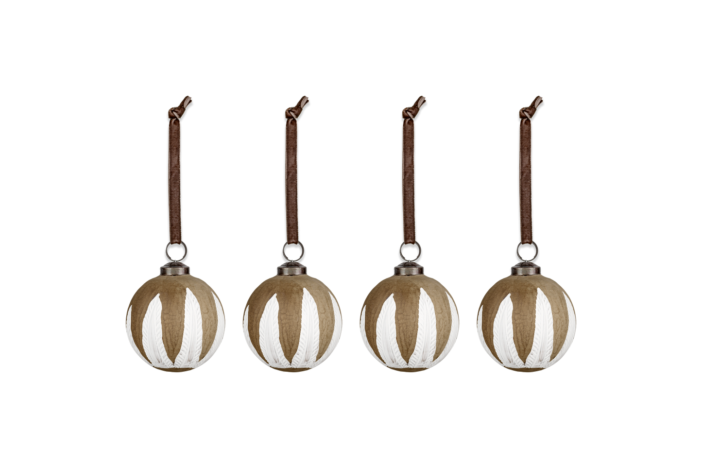 Nori Christmas Baubles in Gold & Cream (Set of 4) By Nkuku