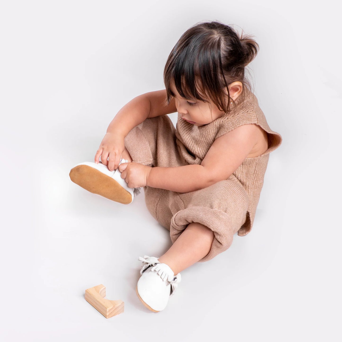Soft Baby Moccasins Shoes in White By Olea