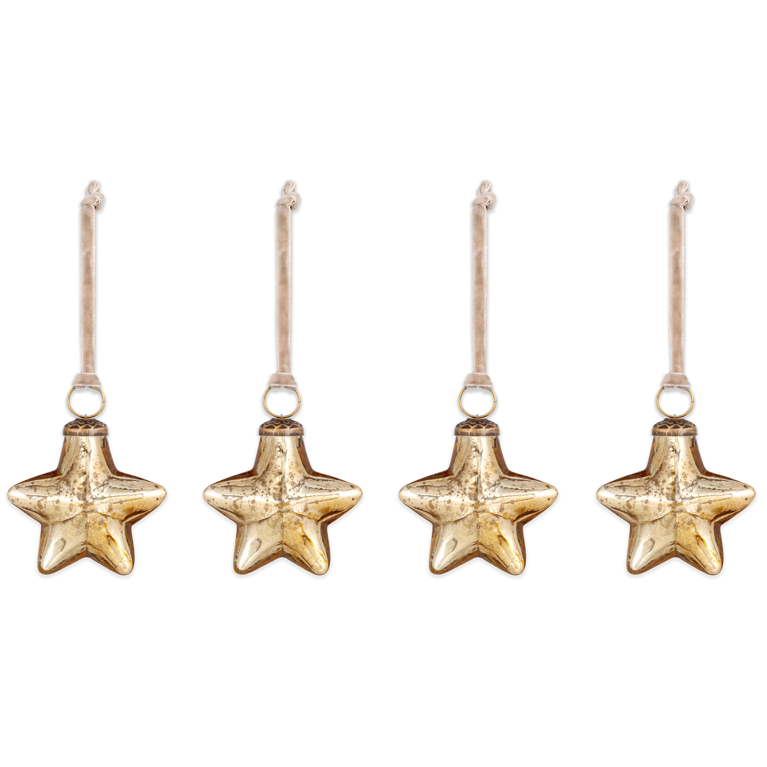 Sardi Star Christmas Baubles in Rustic Gold (Set of 4) By Nkuku