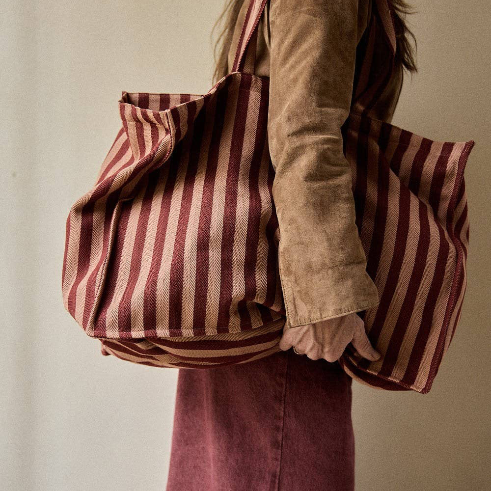 Garance Stripes Cotton Weekend Bag By Gabrielle Paris