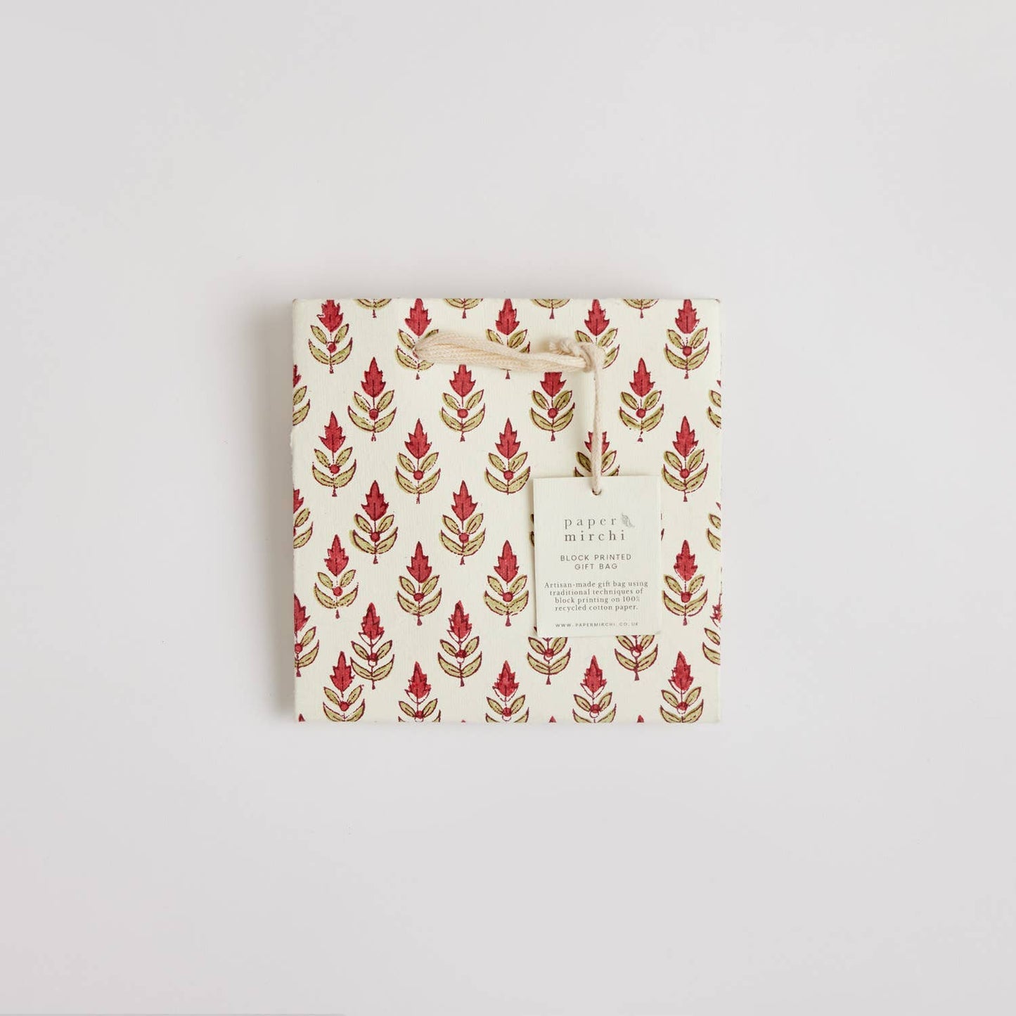 Hand Block Printed Gift Bags Small in Scarlet By Paper Mirchi