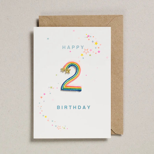 Rainbow Patch Ages 1 - 10 Birthday Card by Petra Boase
