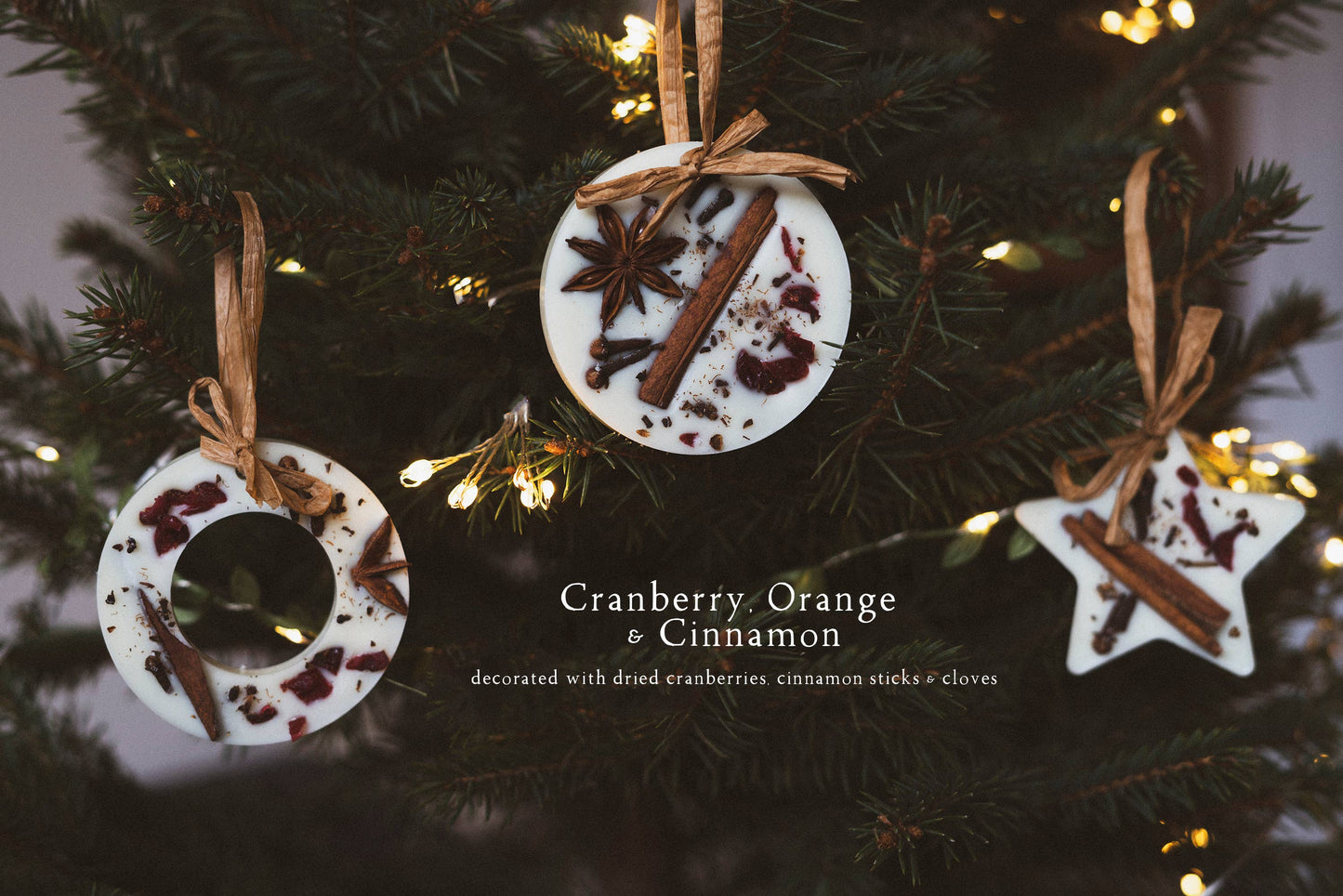 Christmas Scented Tree Wax Decoration - Cranberry Orange and Cinnamon