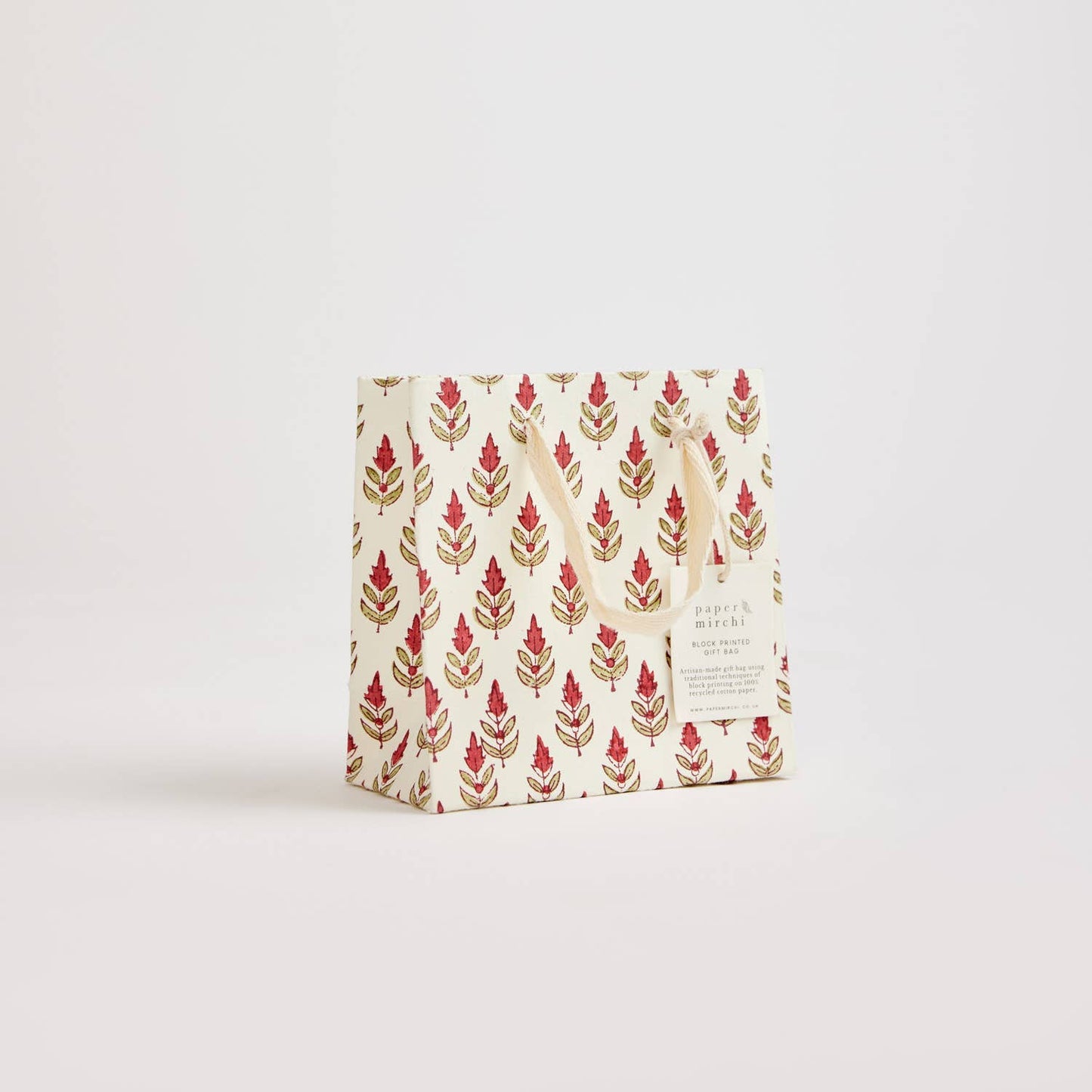 Hand Block Printed Gift Bags Small in Scarlet By Paper Mirchi