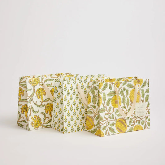 Medium Hand Block Printed Gift Bag in Sunshine By Paper Mirchi