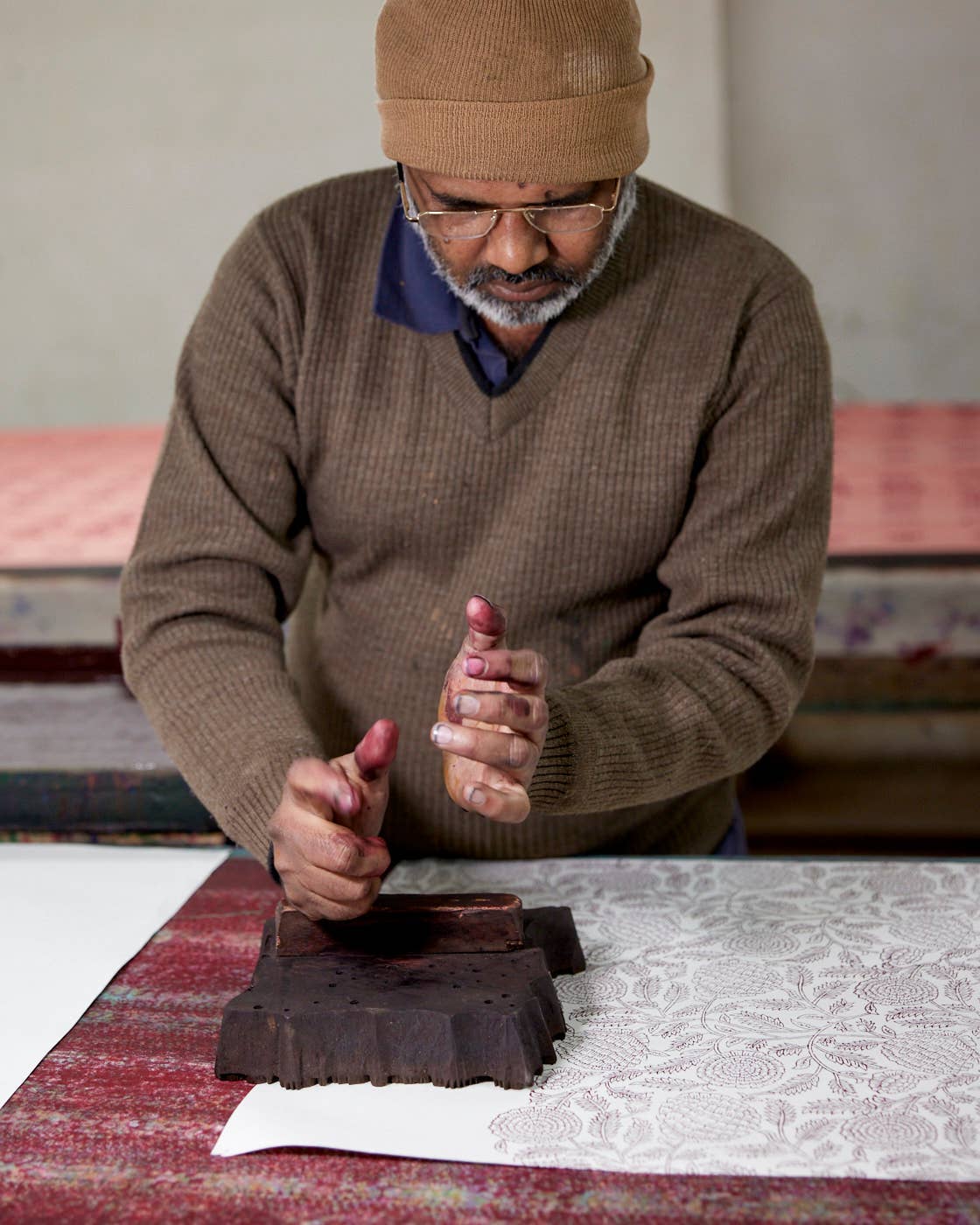 Hand Block Printed Gift Bags Small in Scarlet By Paper Mirchi