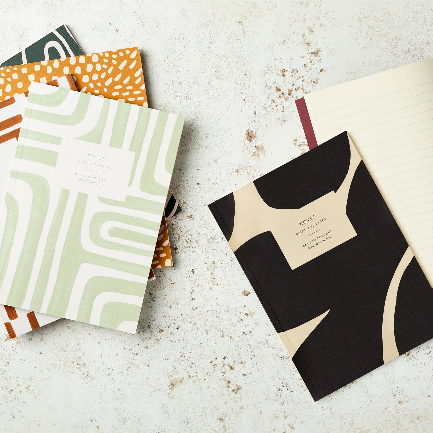 A5 Ruled Notebook in Abstract Tan Block By Ink & Bloom