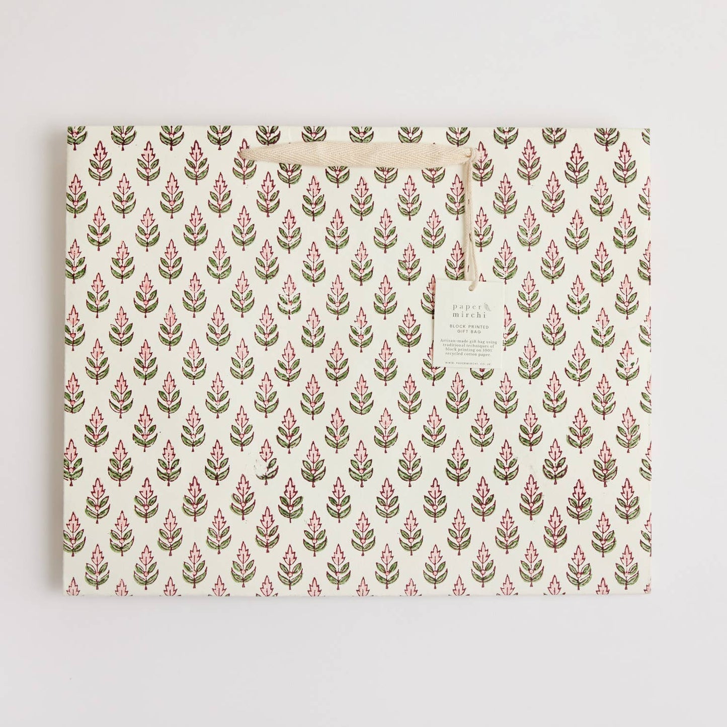 Hand Block Printed Gift Bags (Large) - Blush  By Paper Mirchi
