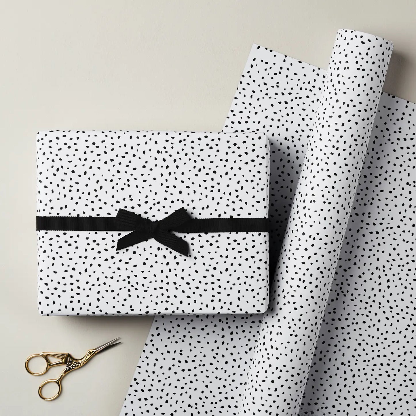 White Dalmatian Single Sided Gift Wrap By Ink & Bloom