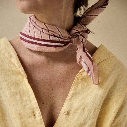 Small Cotton Voile Scarf Vermilion Stripes By Gabrielle Paris