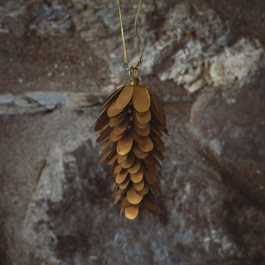Brass Pine Cone Christmas Decoration
