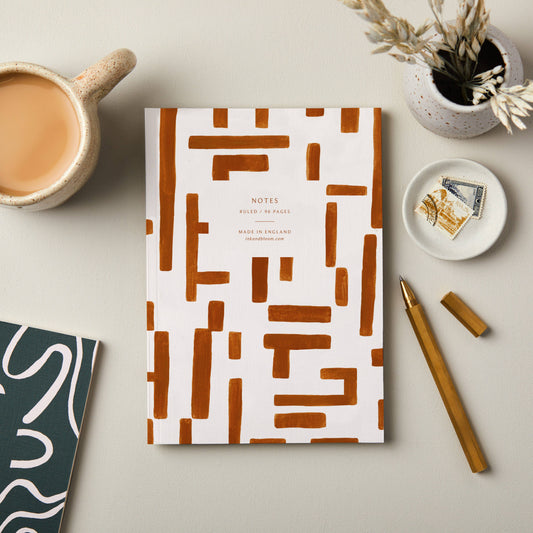 A5 Ruled Notebook in Abstract Tan Block By Ink & Bloom