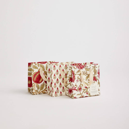 Hand Block Printed Gift Bags Small in Scarlet By Paper Mirchi