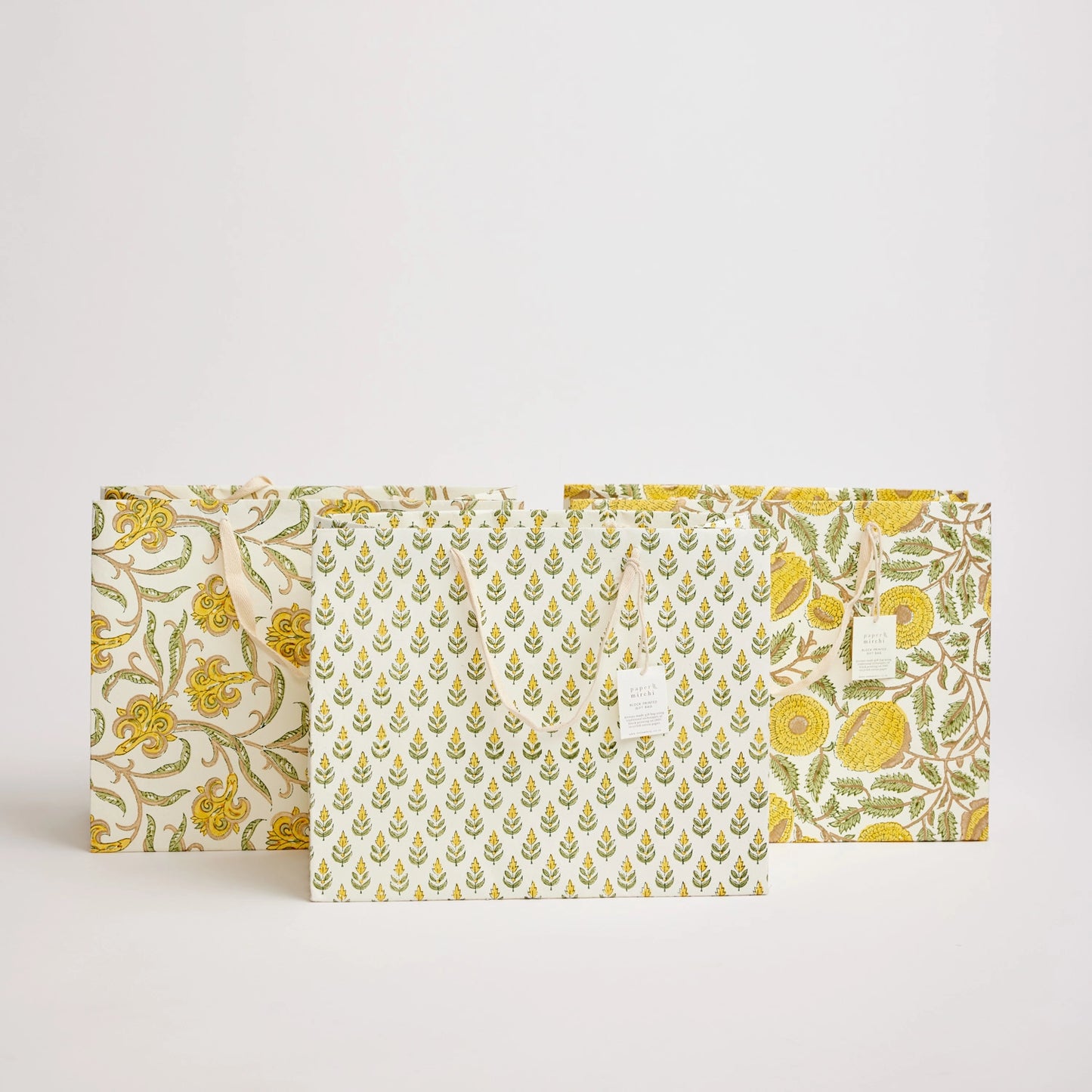 Hand Block Printed Gift Bags (Large) - Sunshine By Paper Mirchi