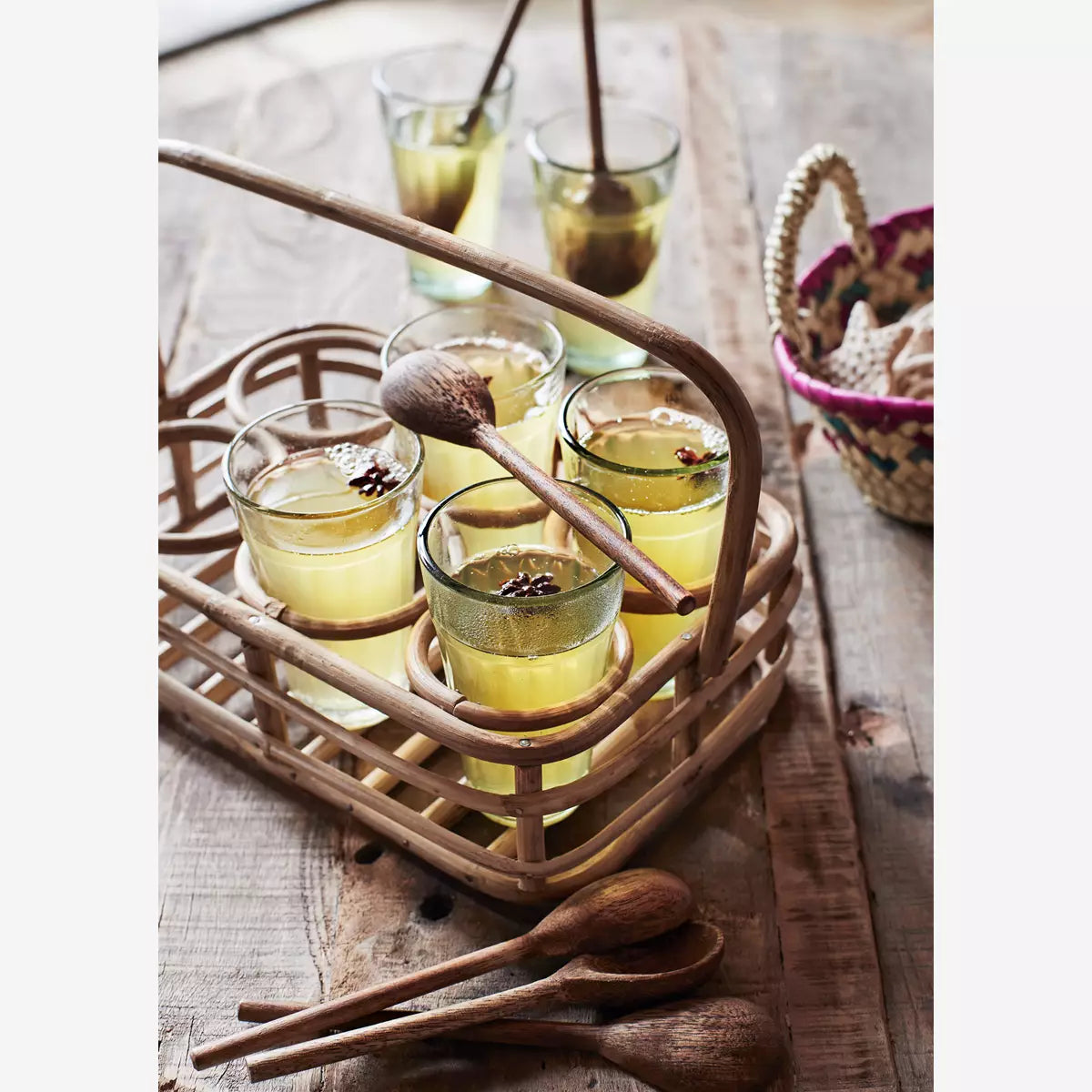 Bamboo Drinking Glass Holder & Glasses By Madam Stoltz