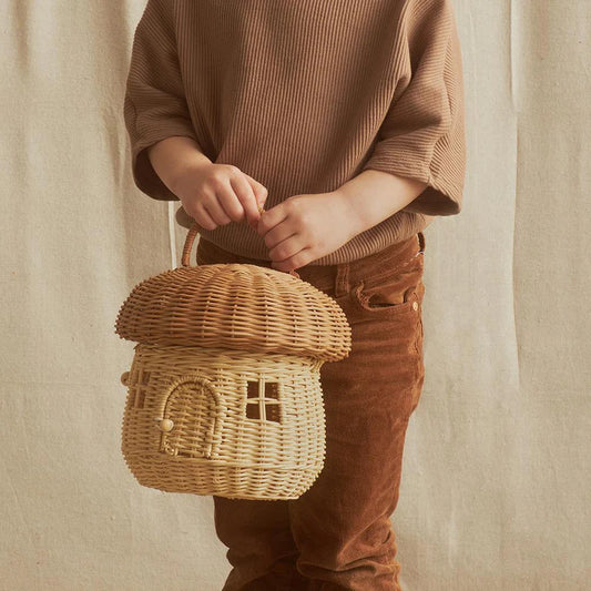 Rattan Mushroom Basket in Natural By Olli Ella