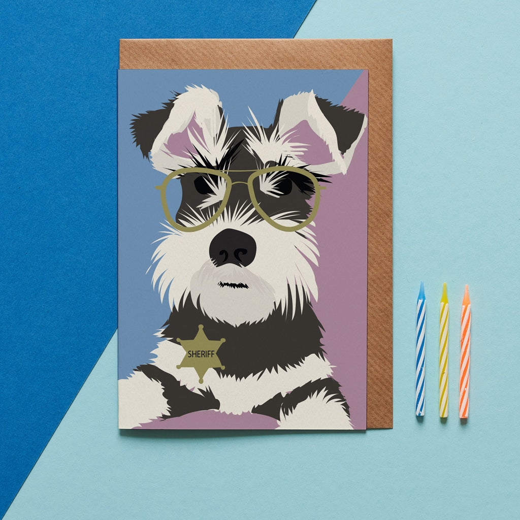 Monty The Schnauzer Dog Card By Lorna Syson
