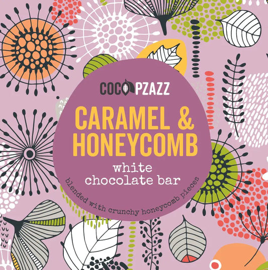 Coco Pzazz - Caramel & Honeycomb White Chocolate Bar 80g