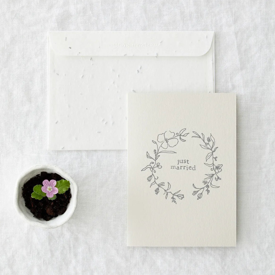 Eco Friendly Just Married Seeded Wedding Card