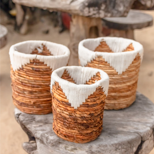 Banana Fibre Embroidered Basket