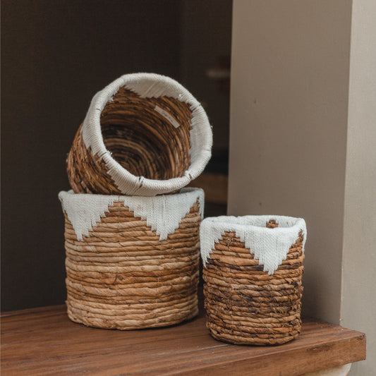 Banana Fibre Embroidered Basket (LAST ONE)