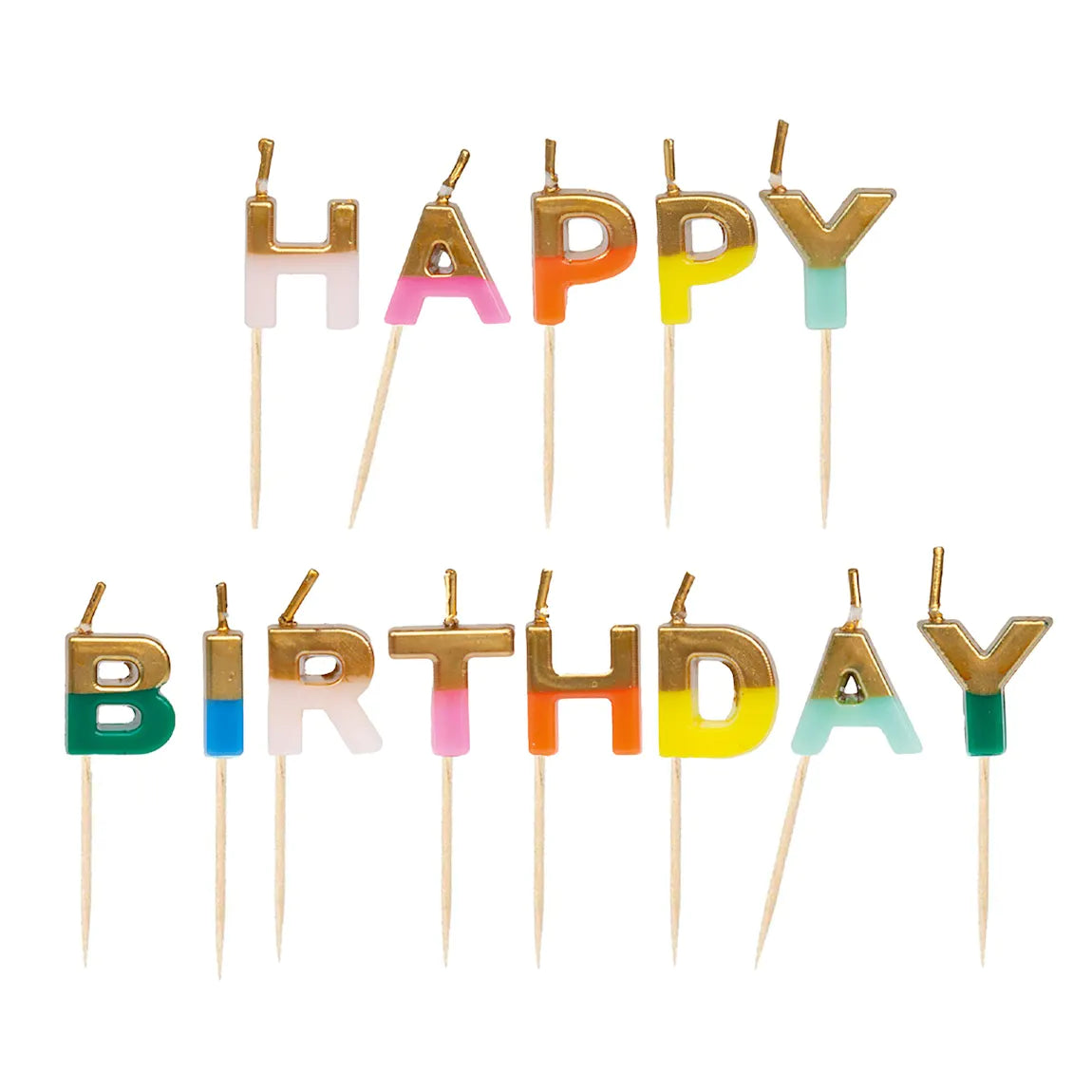 Rainbow "Happy Birthday" Letter Candle Pack By Talking Tables