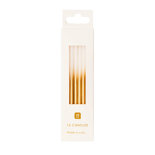 Long White & Gold Birthday Candle Pack By Talking Tables