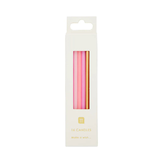 Long Pink & Gold Birthday Candle Pack By Talking Tables