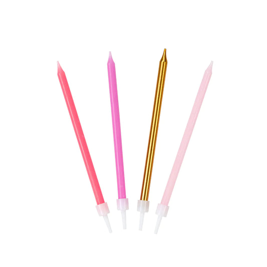 Long Pink & Gold Birthday Candle Pack By Talking Tables