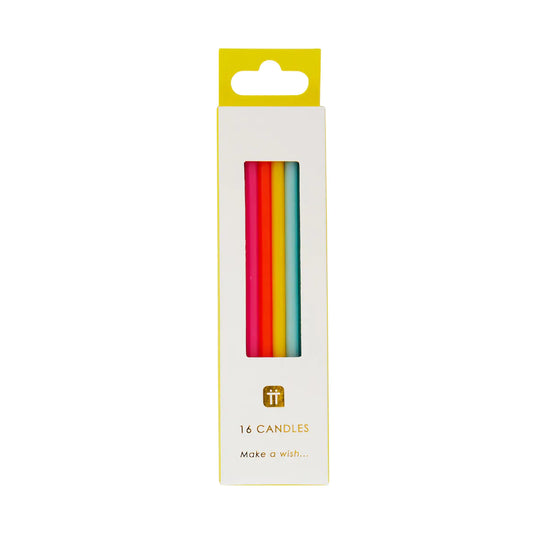Long Rainbow Colour Birthday Candle Pack By Talking Tables
