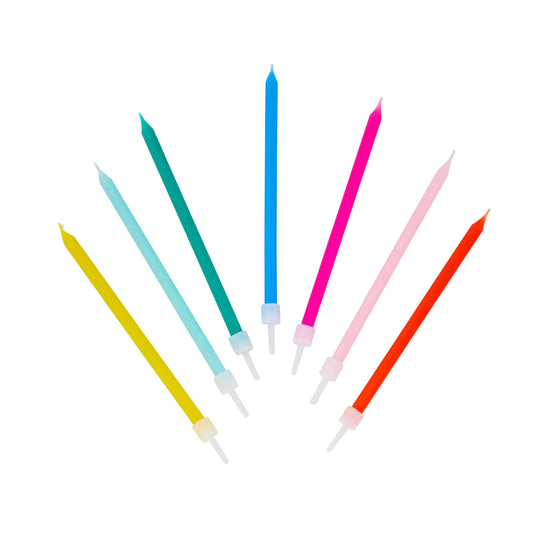 Long Rainbow Colour Birthday Candle Pack By Talking Tables