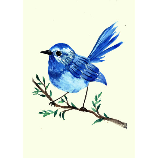Blue Bird Greetings Card by Maria Zvaric