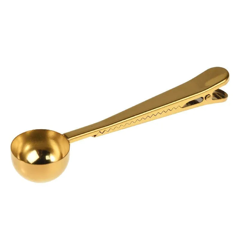 Gold Coloured Stainless Steel Coffee Scoop Clip