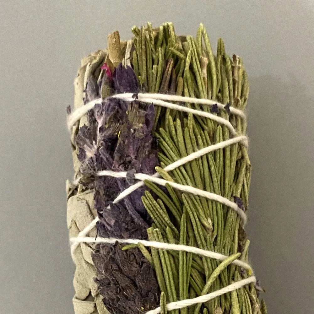 White Sage, Lavender and Rosemary Smudge Stick 4"