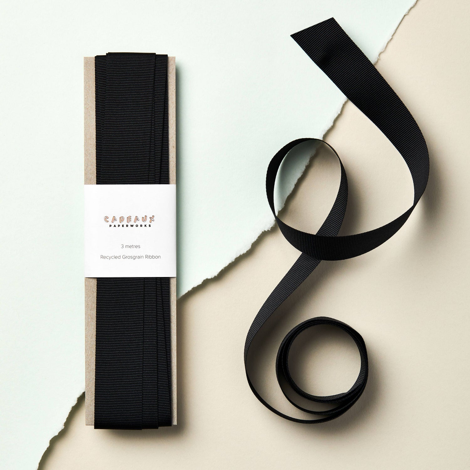 Luxury Recycled Grosgrain Ribbon - 25mm: Onyx Black By Cadeux