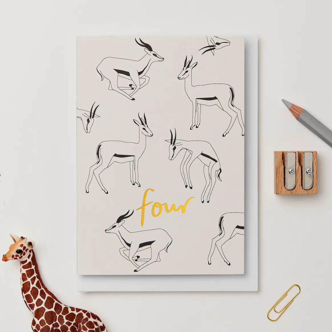 Gazelle Fourth Birthday Card By Kinshipped